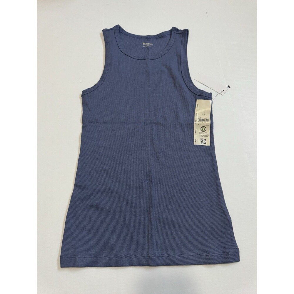 No Boundaries Women’s Ribbed High Neck Tank Top Blue Moon Size S (4-6) NWT